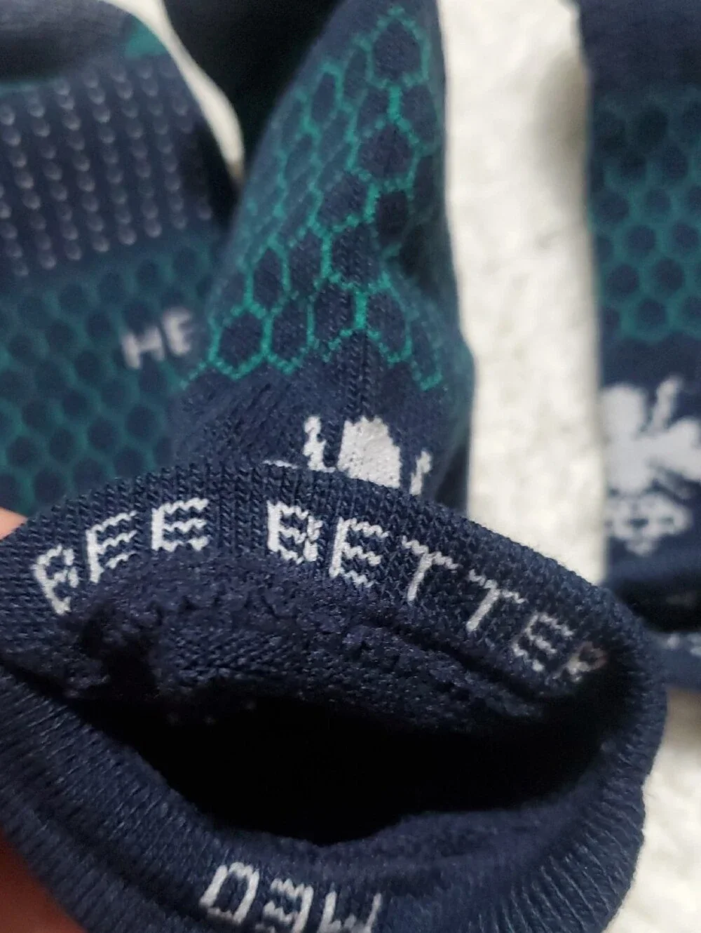 Bombas Navy and Teal No-Show HEX TEC GOLF Performance Socks